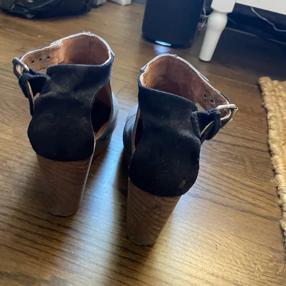 Free People  Blue Leather Black Suede Clogs - Picture 3 of 4